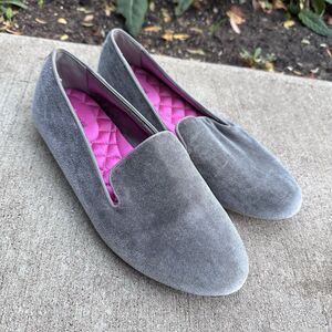 Birdies The Starling Gray Velvet Smoking Slipper Flats Women’s Size 7.5